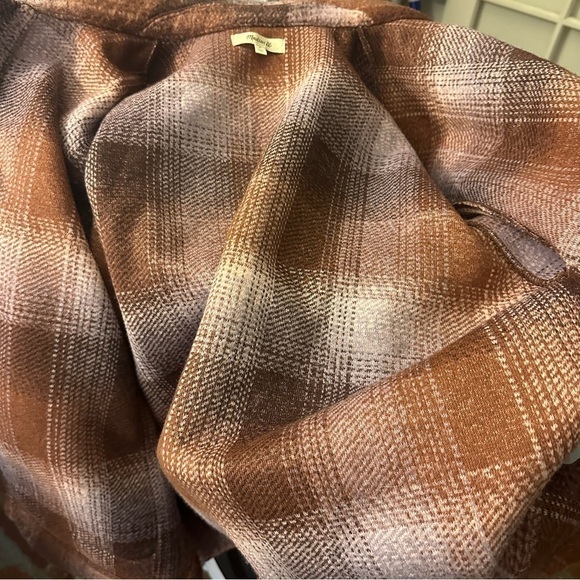 Madewell Brushed Plaid Knit Shirt Jacket Faded Fig Button Pockets Women medium - Picture 12 of 16